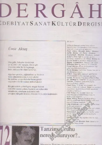 Dergah Aylık Edebiyat Sanat Kültür Dergisi - Sayı: 72  Cilt: 6    Şubat