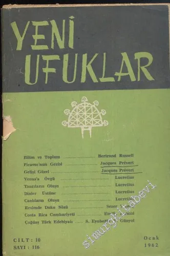 Yeni Ufuklar Aylık Sanat Fikir Dergisi - Sayı: 116, Ocak 1962