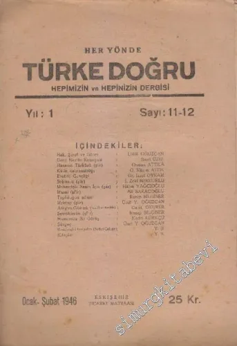 Türke Doğru Dergisi  - Sayı: 11 - 12    1  Ocak - Şubat