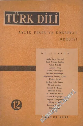 Türk Dili Aylık Dergi - Sayı: 12  I    Eylül 1952