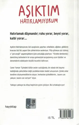 Aşıktım Hatırlamıyorum Caner Yaman Hayykitap %68 indirimli
