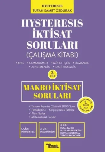 Temsil Yayınları 2021 HYSTERESIS İktisat Soruları Cilt 2 Makro İktisat