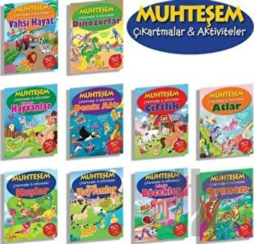 Hayvan Temalı Muhteşem Çıkartmalar - 10 Kitap Takım - Halkkitabevi