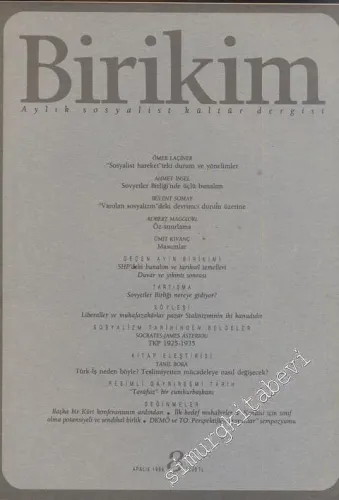 Birikim Aylık Sosyalist Kültür Dergisi - Sayı: 8, Aralık 1989
