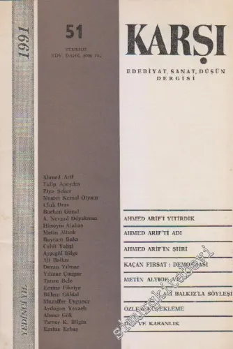 Karşı - Edebiyat Sanat Düşün Dergisi  - Sayı: 51      Temmuz