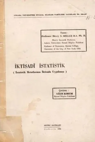 İktisadi İstatistik ( İstatistik Metotlarının İktisada Uygulanışı )