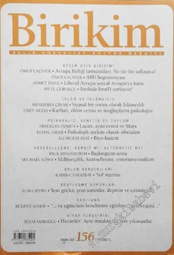 Birikim Aylık Sosyalist Kültür Dergisi - Nisan, 2002; Sayı: 156       2002
