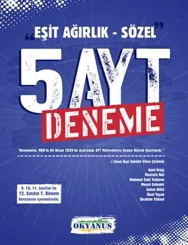 Okyanus Yayınları AYT Eşit Ağırlık Sözel 5 li Deneme