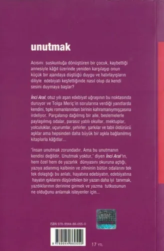 Unutmak İnci Aral Merkez Kitaplar %49 indirimli
