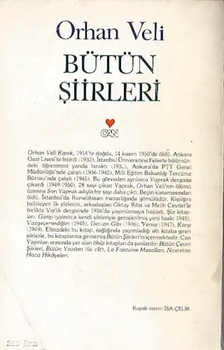 Bütün Şiirleri / Orhan Veli Orhan Veli Kanık Can Yayınları %50 indirim