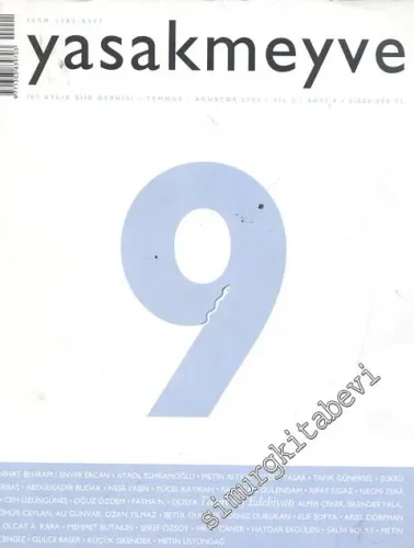 Yasakmeyve: İki Aylık Şiir Dergisi - Yıl; 2, Sayı; 9, Temmuz - Ağustos 2004