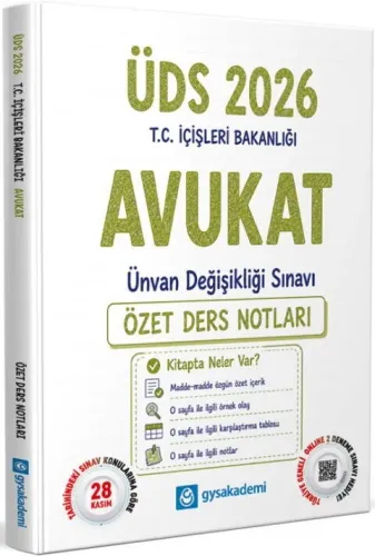 GYS Akademi 2026 ÜDS T.C. İçişleri Bakanlığı Avukat Özet Ders Notları