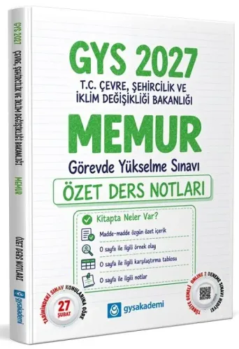 GYS Akademi 2027 Çevre, Şehircilik ve İklim Değişikliği Bakanlığı Memur GYS Özet Ders Notları