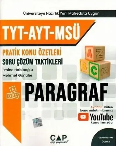 Çap Yayınları TYT AYT MSÜ Paragraf Konu Özetli Soru Çözümleri