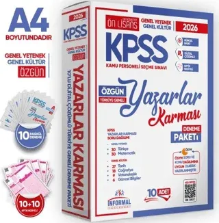 İnformal Yayınları 2026 KPSS ÖnLisans Yazarlar Karması GY-GK Türkiye Geneli Kurumsal 10'lu Deneme Paketi Dijital Çözümlü