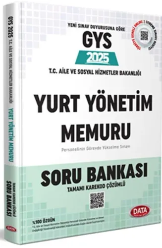 Data Yayınları 2025 T.C. Aile Ve Sosyal Hizmetler Bakanlığı Yurt Yönetim Memuru GYS Soru Bankası