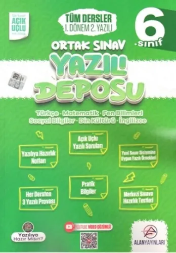Alan Yayınları 6. Sınıf Tüm Dersler Ortak Sınav 1. Dönem 2. Yazılı
