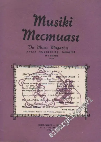 Musiki Mecmuası Aylık Müzikoloji Dergisi  - Sayı: 268 - 269    Yıl: 24  Mart - Nisan