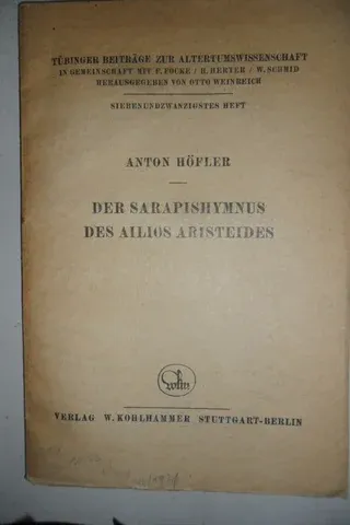 Der Sarapishymnus Des Ailios Aristeides