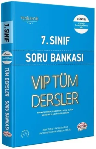 7. Sınıf Vip Tüm Dersler Soru Bankası Mavi Kitap Editör Yayınevi 9786052803059