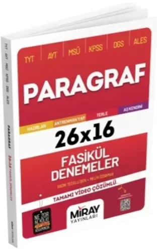 Miray Yayınları TYT AYT MSÜ KPSS DGS ALES Paragraf 26x16 Fasikül Denemeler