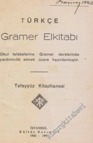 Türkçe Gramer El Kitabı CİLTLİ -        1941