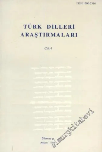 Türk Dilleri Araştırmaları -       Cilt: 4