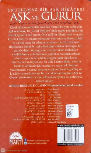 Aşk ve Gurur Jane Austen Martı Yayınevi %44 indirimli