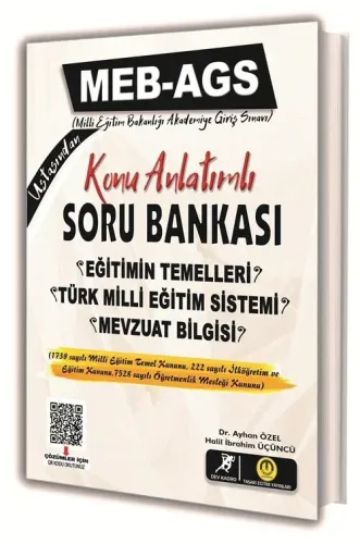 Tasarı Yayınları MEB-AGS Eğitimin Temelleri ve Türk Milli Eğitim Sistemi ve Mevzuat Bilgisi Konu Anlatımlı Soru Bankası Çözümlü