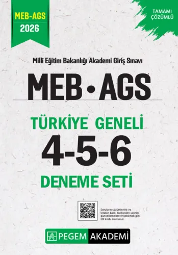 Pegem Yayınları 2026 MEB AGS Tamamı Çözümlü Türkiye Geneli 4-5-6 (3'lü
