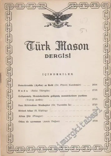 Türk Mason Dergisi - Sayı: 51, Yıl: 13, Temmuz 1963       1963