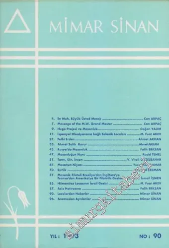 Mimar Sinan Dergisi - Sayı: 90       1993