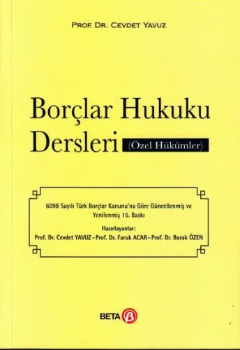 Borçlar Hukuku Dersleri Özel Hükümler