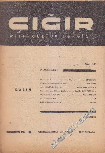 Çığır Milli Kültür Dergisi - Sayı: 180    15  Kasım