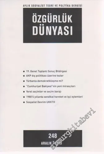Özgürlük Dünyası Aylık Sosyalist Teori ve Politika Dergisi - Sayı: 248      Aralık