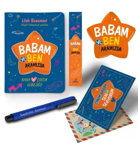 Babam ve Ben Aramızda Ayraç Kartpostal Kalem - Lacivert