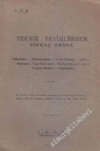 Teknik Terimlerden Birkaç Örnek -        1949