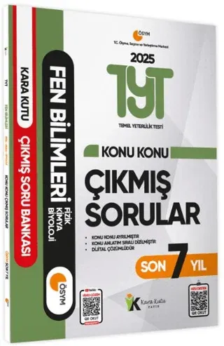 Karakutu Yayınları 2025 TYT FEN Bilimleri Son 7 Yıl Çıkmış Sorular