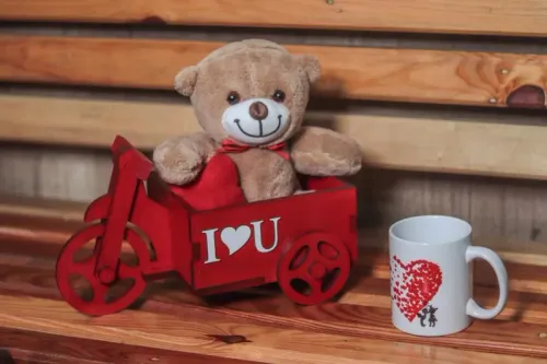 Sevgililer Gününe Özel Peluş Ayı-Bisiklet Stand-Kupa Bardak