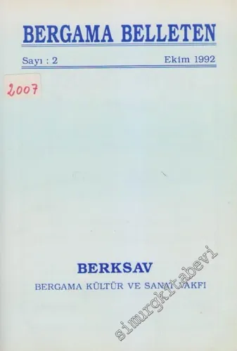 Bergama Belleten - Sayı: 2 Ekim
