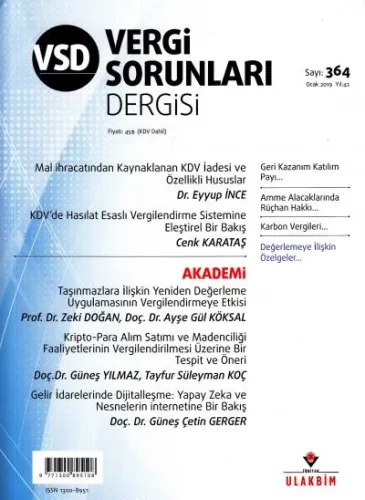 Vergi Sorunları Dergisi Sayı:364 Ocak 2019
