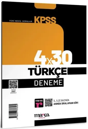 KPSS Türkçe 4x30 Deneme Tamamı Video Çözümlü Marka Yayınları