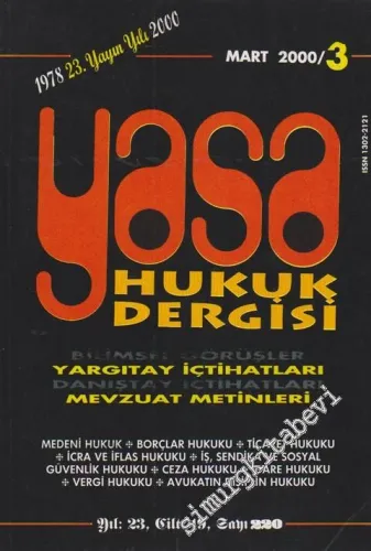 Yasa Hukuk Dergisi - Sayı: 220  19  23  Mart
