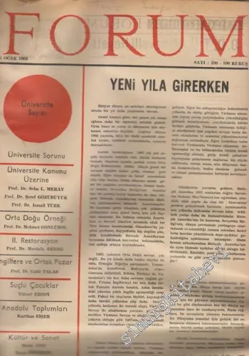 Forum Fikir Meydanıdır: Onbeş Günlük Tarafsız Siyaset İktisat Kültür Dergisi - Sayı: 330 - 353 Arası 24 Sayı / Cilt 21; Yıl 1968