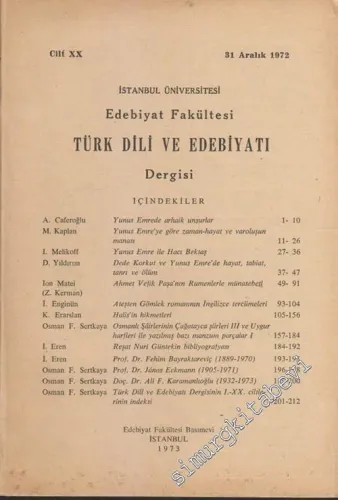 Türk Dili ve Edebiyatı Dergisi - Cilt: 20, 1972        1973