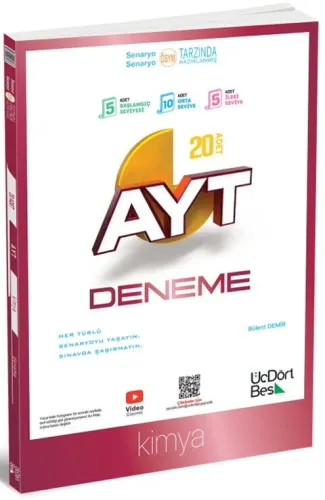 ÜçDörtBeş Yayınları AYT Kimya 20 Deneme Bülent Demir