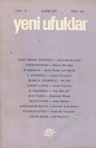 Yeni Ufuklar Aylık Sanat Fikir Dergisi - Sayı: 266, Kasım 1975       1975