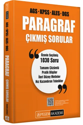 Pegem Yayınları 2026 KPSS MEB-AGS ALES DGS Paragraf Çıkmış Sorular