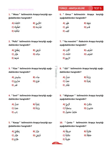 Konu Başlıklı Arapça Soru Bankası Dr. Recep Çinkılıç