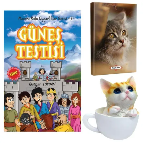 Güneş Testisi - Mini Kedi Planlama Defteri ve Fincanda Kedi Kumbara - 